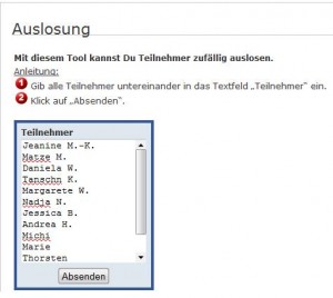 Auslosung Teilnehmer
