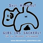 Die Aufkleber zur Aktion "Shit Happens" könnt ihr bei Rocknrudel per Mail anfordern